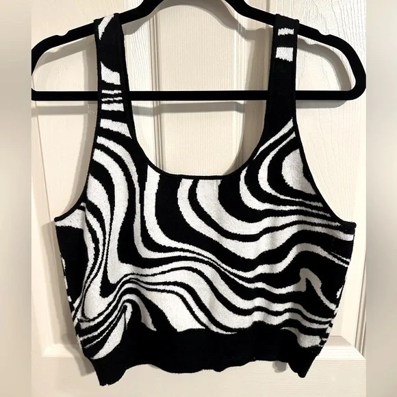 SO Women's Abstract Swirl Sweater Tank & Cardigan Set, Black & White, Sz XL - Picture 16 of 16